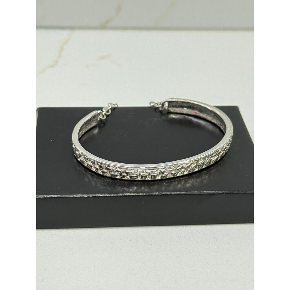 Vintage Avon Silver Tone Textured Bangle Bracelet